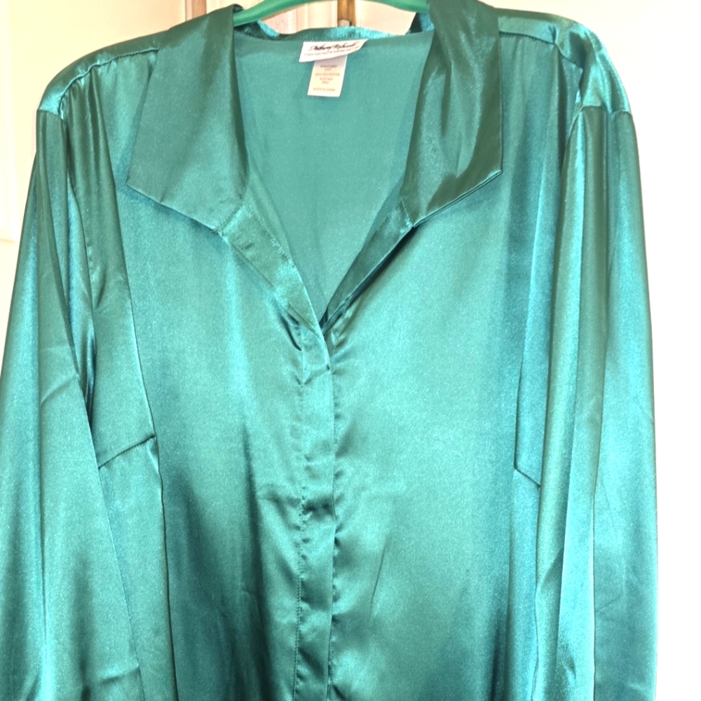 Anthony Richards Satin Green Blouse